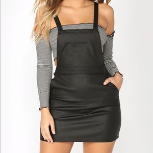 Fashion Nova “Shantall” Leather Overall Mini Skirt